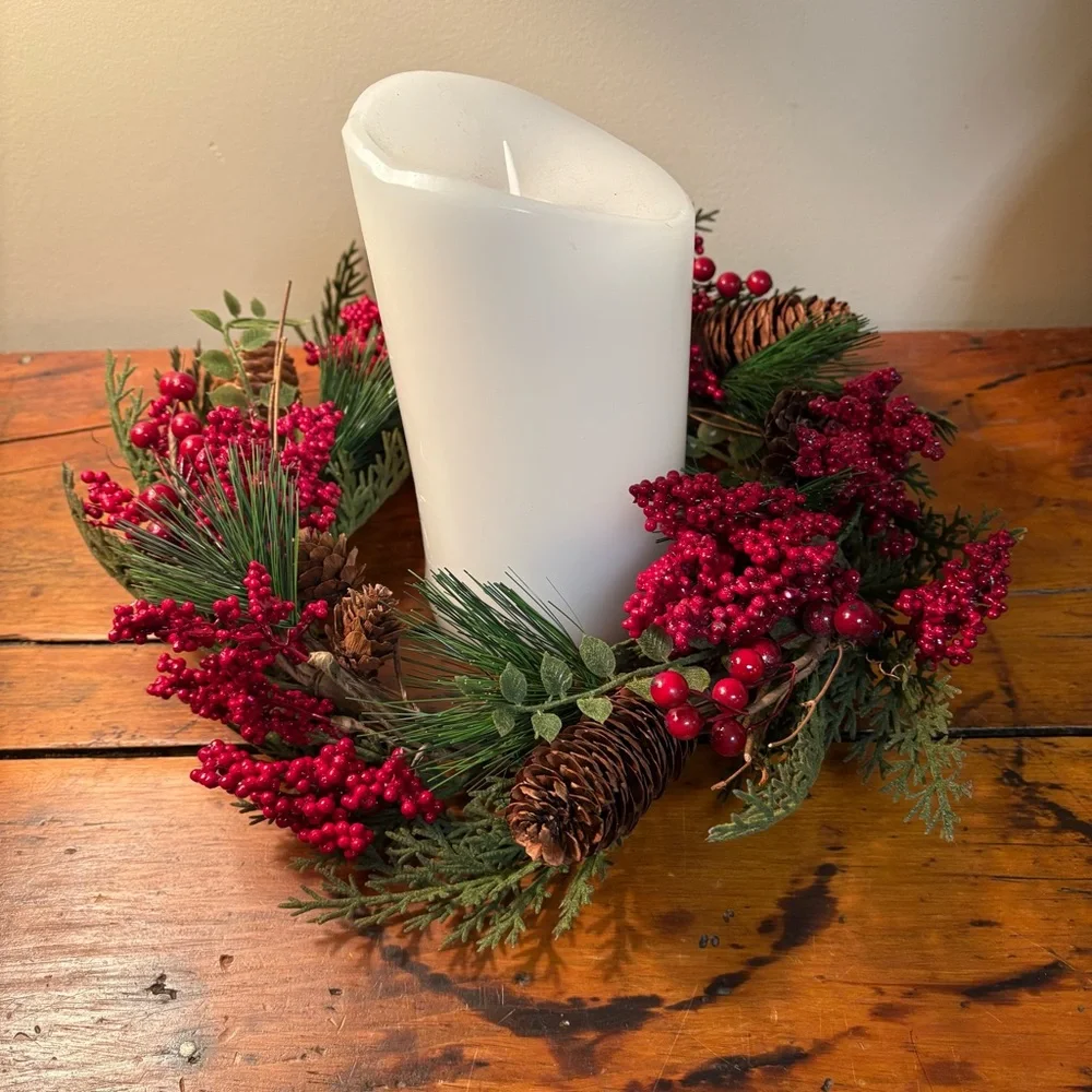 Red Berry And Pinecone Seasonal Wreath 12” Colorful Christmas Decor